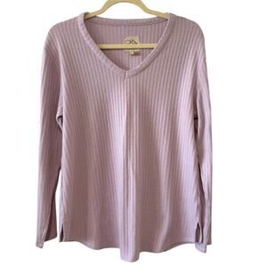 Chaser Lavender Waffle Knit Long Sleeve Top – Size Large